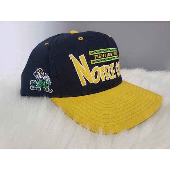 Vintage 90s Spellout Notre Dame Snapback Cap Hat Fighting Irish‎ Embroidered - Picture 3 of 9